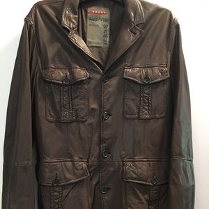 Men’s brown PRADA leather jacket: size  large